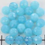Tsjechisch facet rond 10 mm - lichtblauw opal aqua