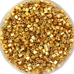 Miyuki 8/0 Metallic 24 Karat Gold-Plated Hex Cut Seed Beads 2.5-Inch Tube 