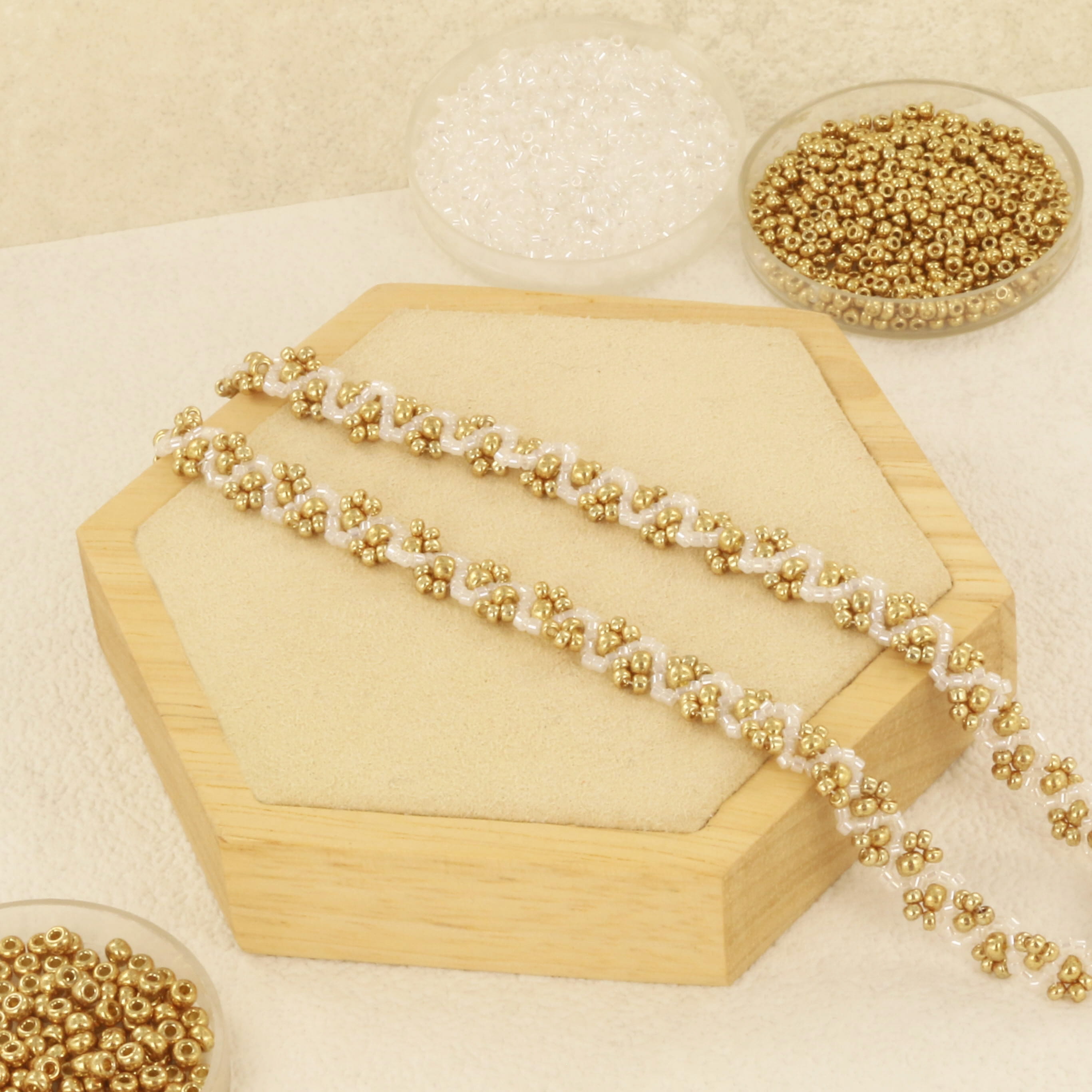Extra foto's DIY pakket - choker ketting goud wit