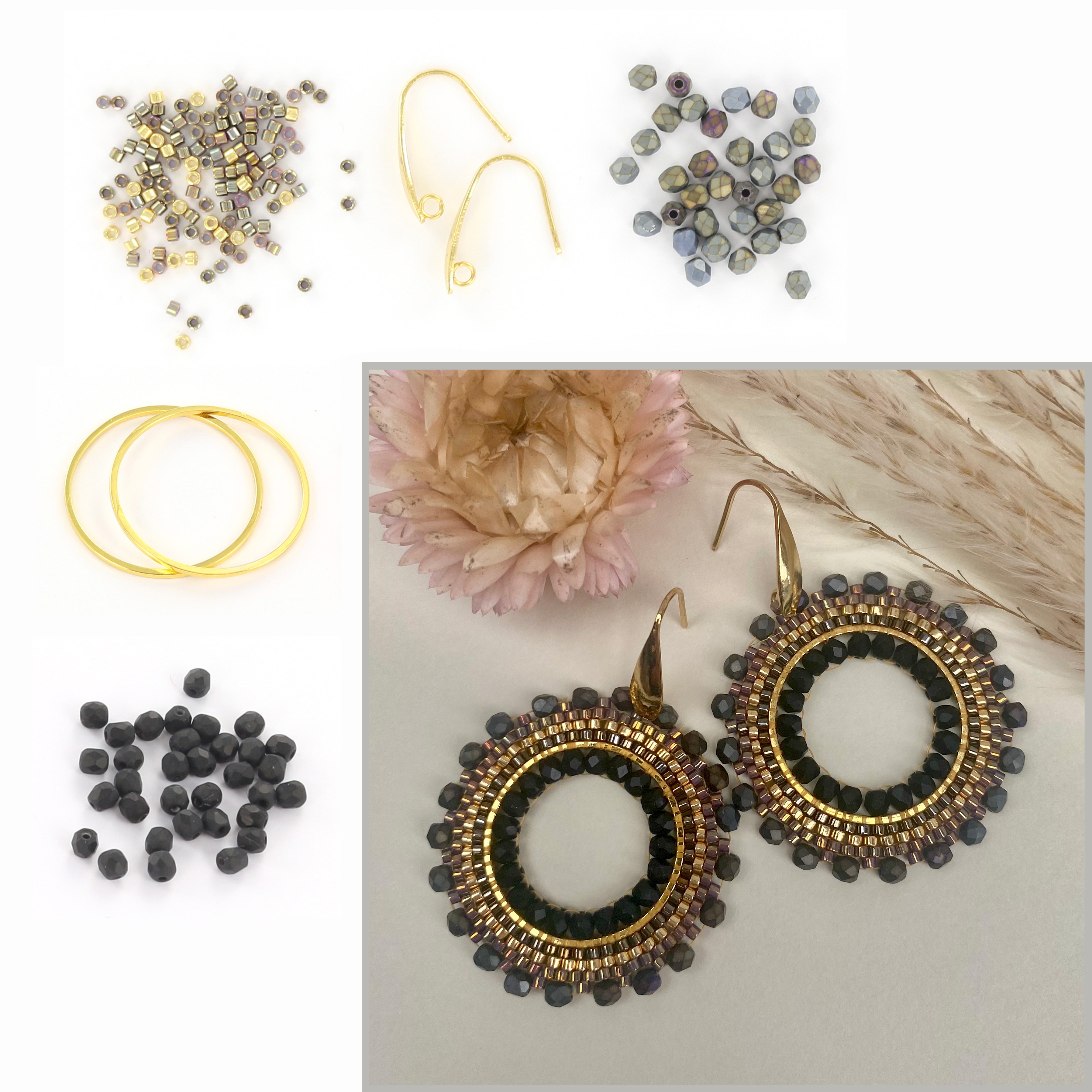 Extra pictures DIY kit round earrings - bronze and gold