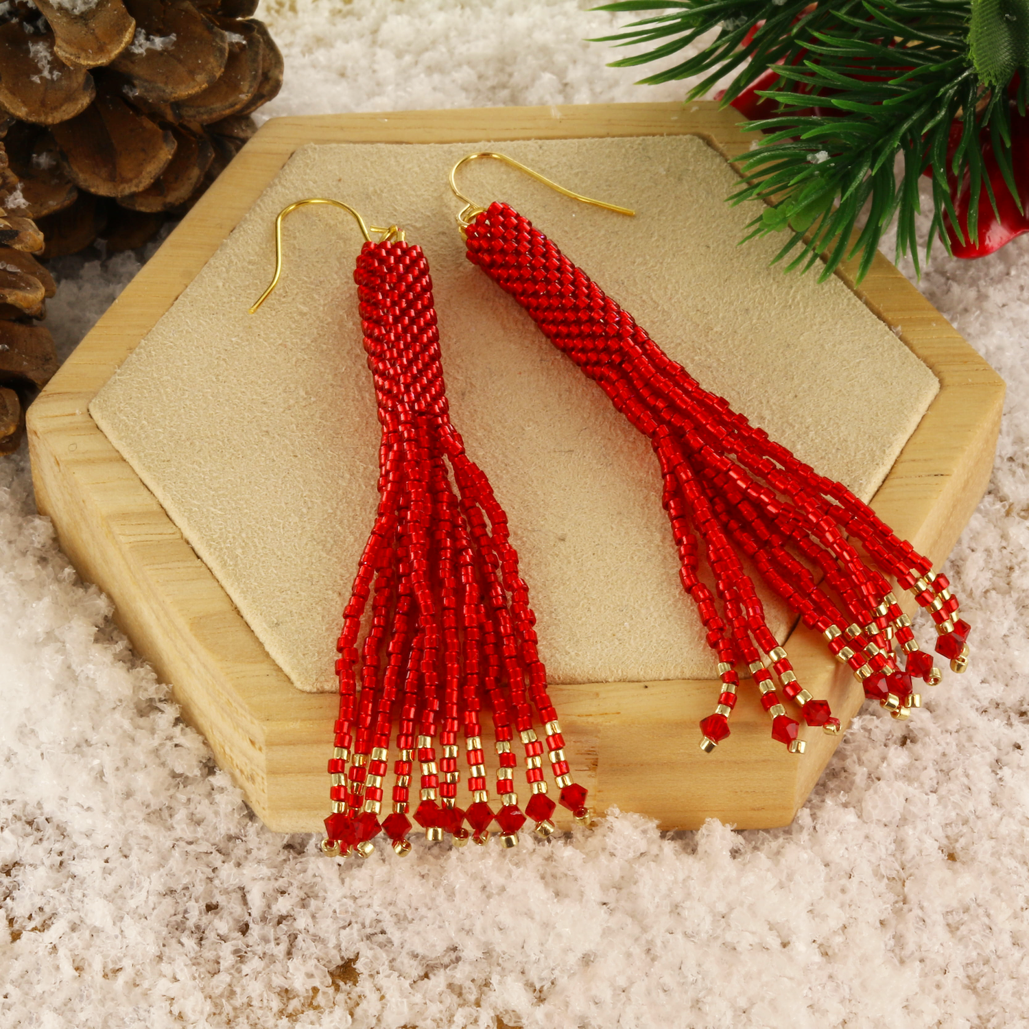 Extra foto's Maak je eigen cilifringe oorbellen  - rood