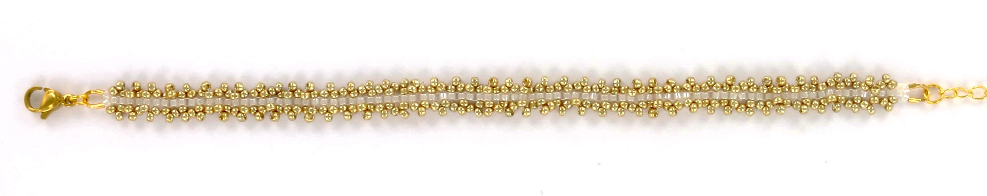 Extra foto's DIY ladderstitch armband  - goud wit