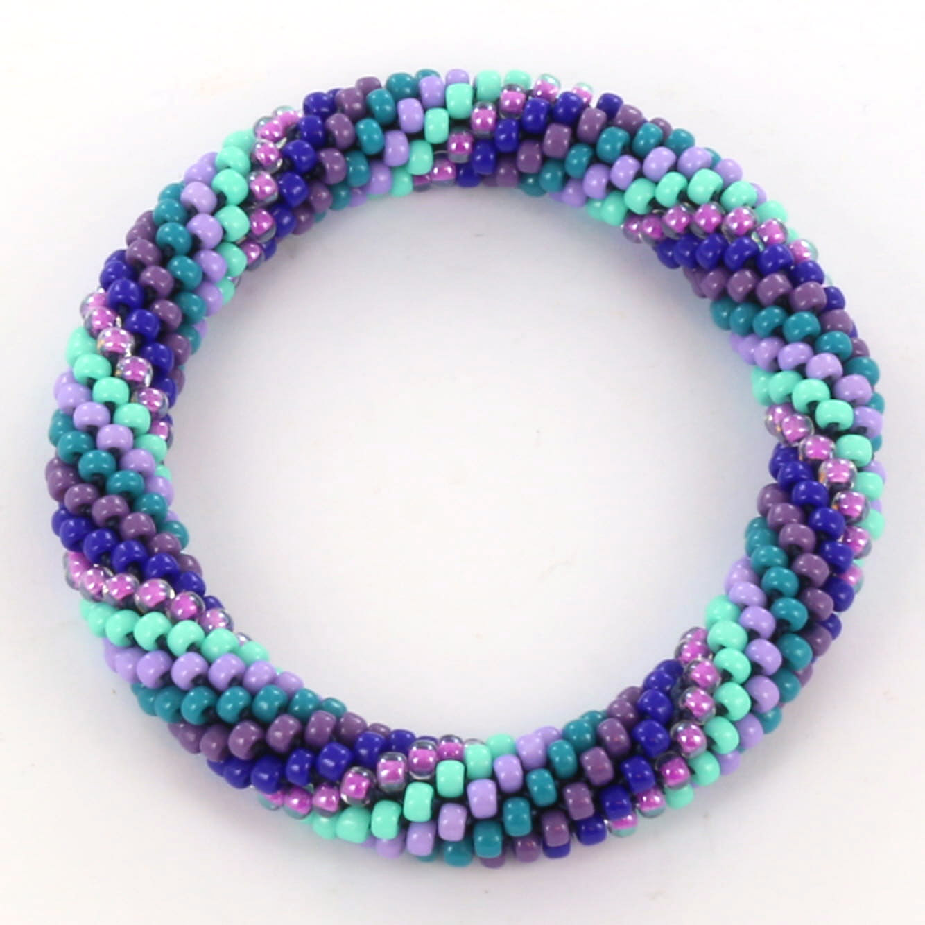 Extra foto's DIY kit armband haken met 8/0 - purple mint