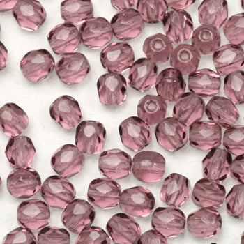 Extra foto's Tsjechisch facet rond 4 mm - paars amethyst