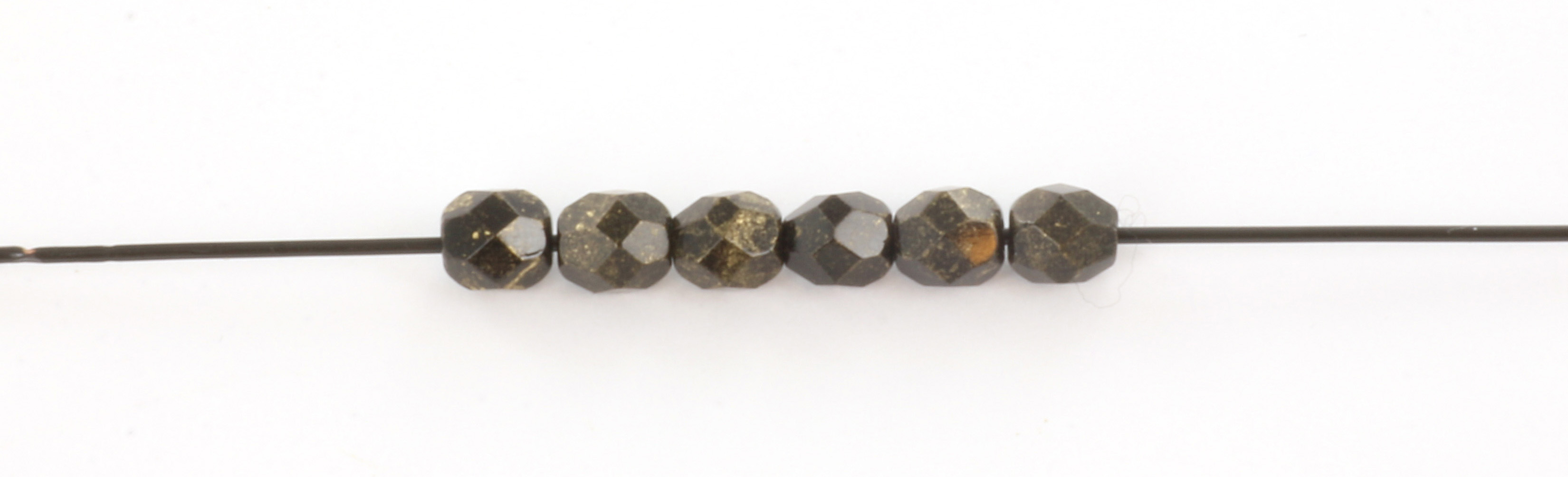 Extra pictures Czech faceted round 4 mm - gold marbled jet