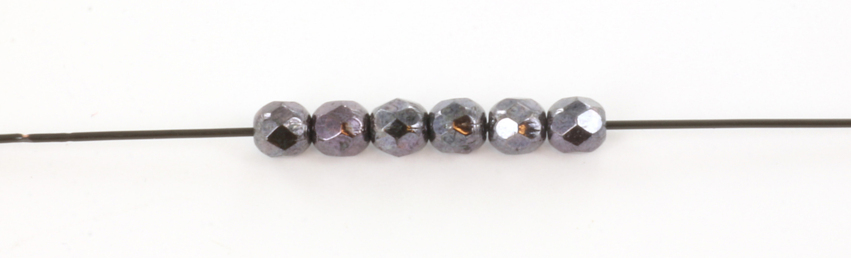 Extra pictures Czech faceted round 4 mm - luster gun metal