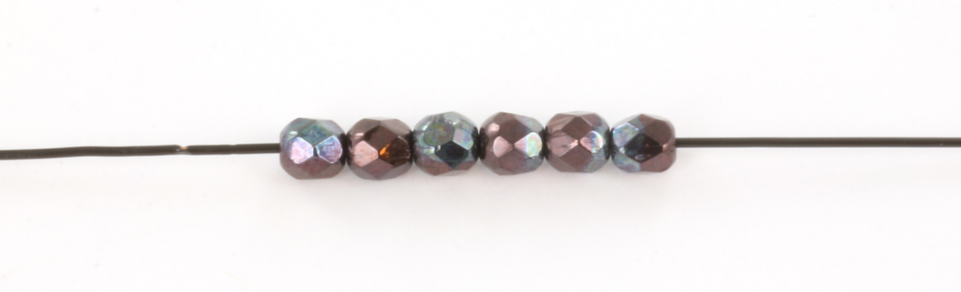 Extra pictures Czech faceted round 4 mm - luster metallic amethyst jet