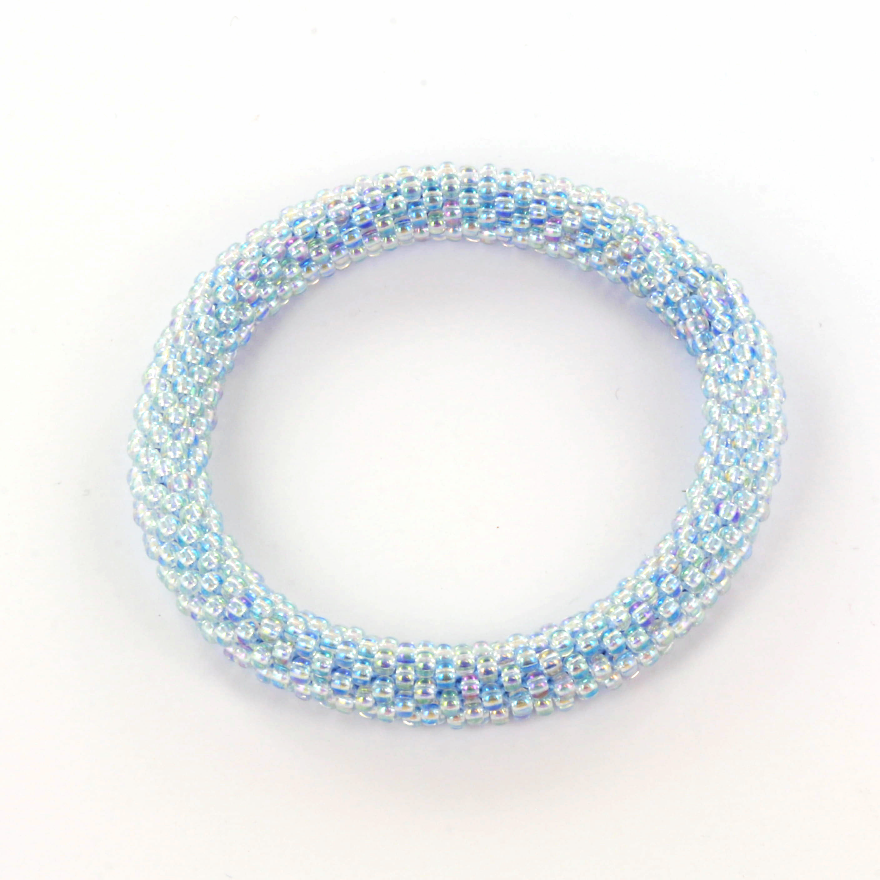Extra foto's DIY kit armband haken met 8/0 - transparant mermaid blue