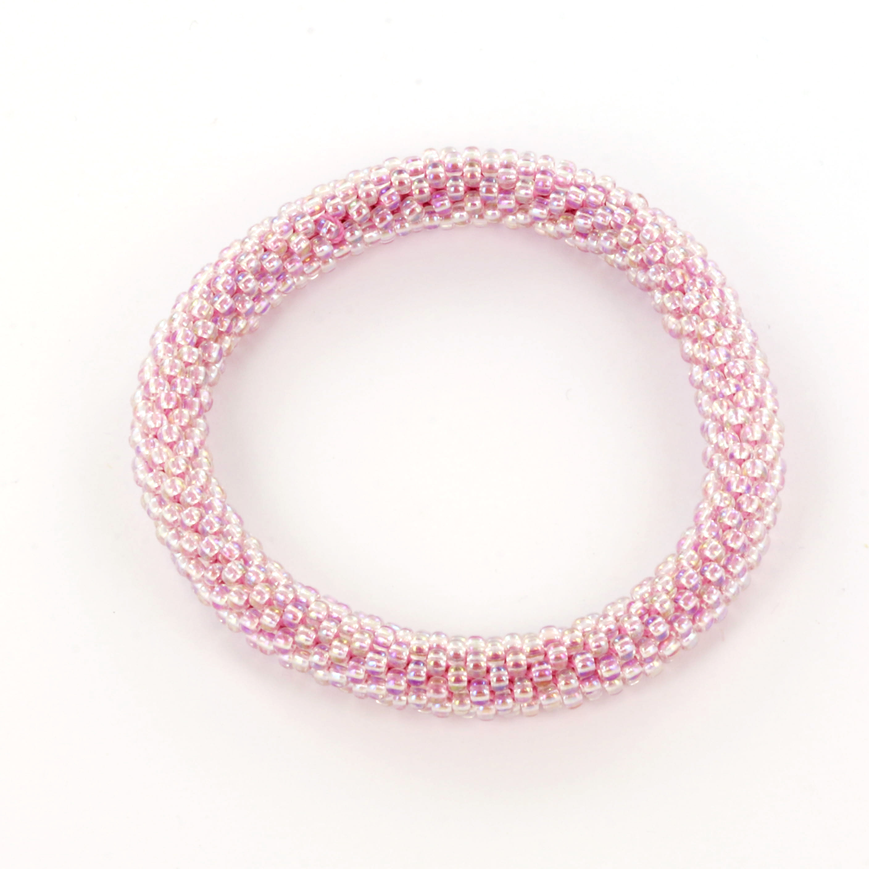Extra foto's DIY kit armband haken met 8/0 - transparant mermaid pink
