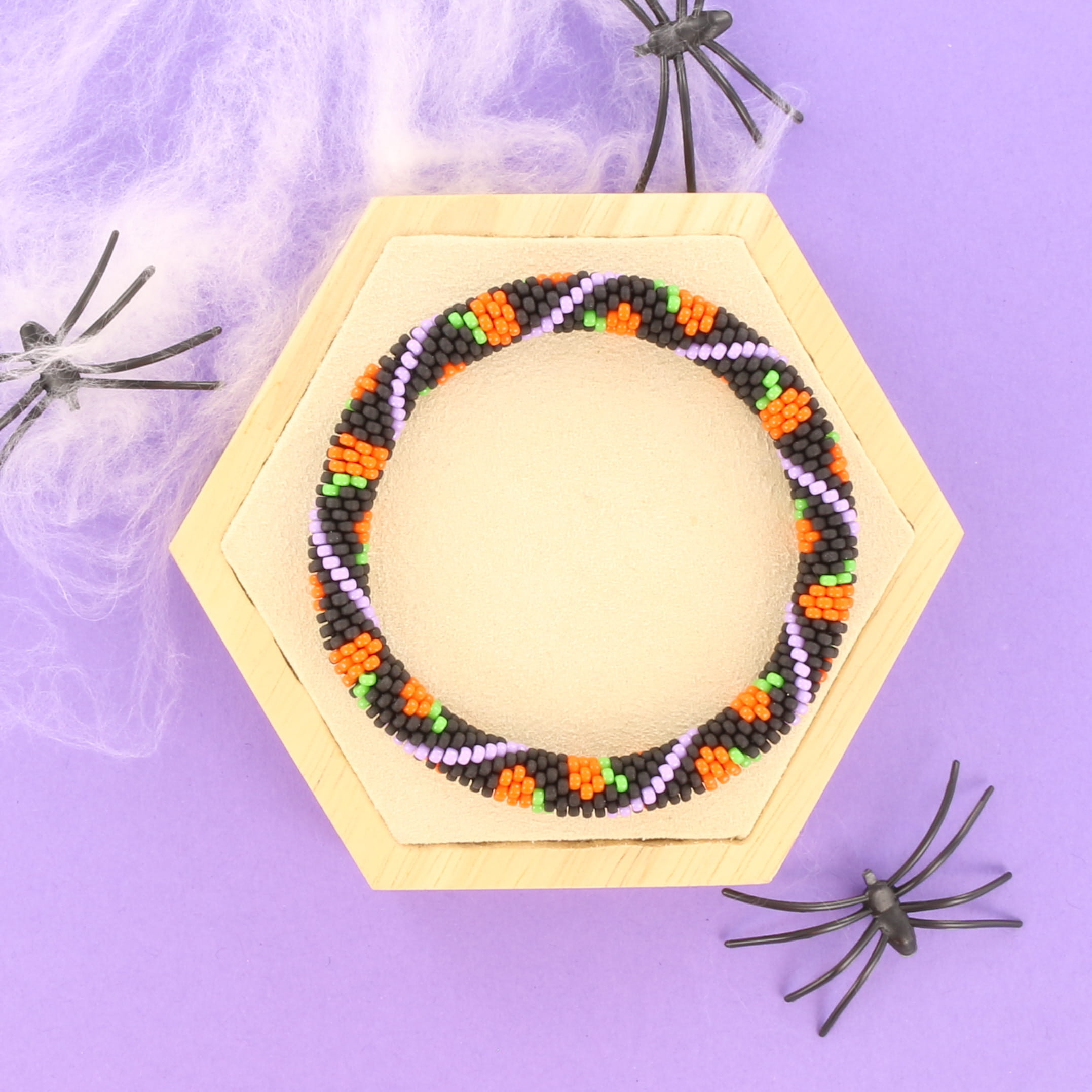 Extra pictures DIY kit bracelet crochet with 11/0 - halloween pumpkins