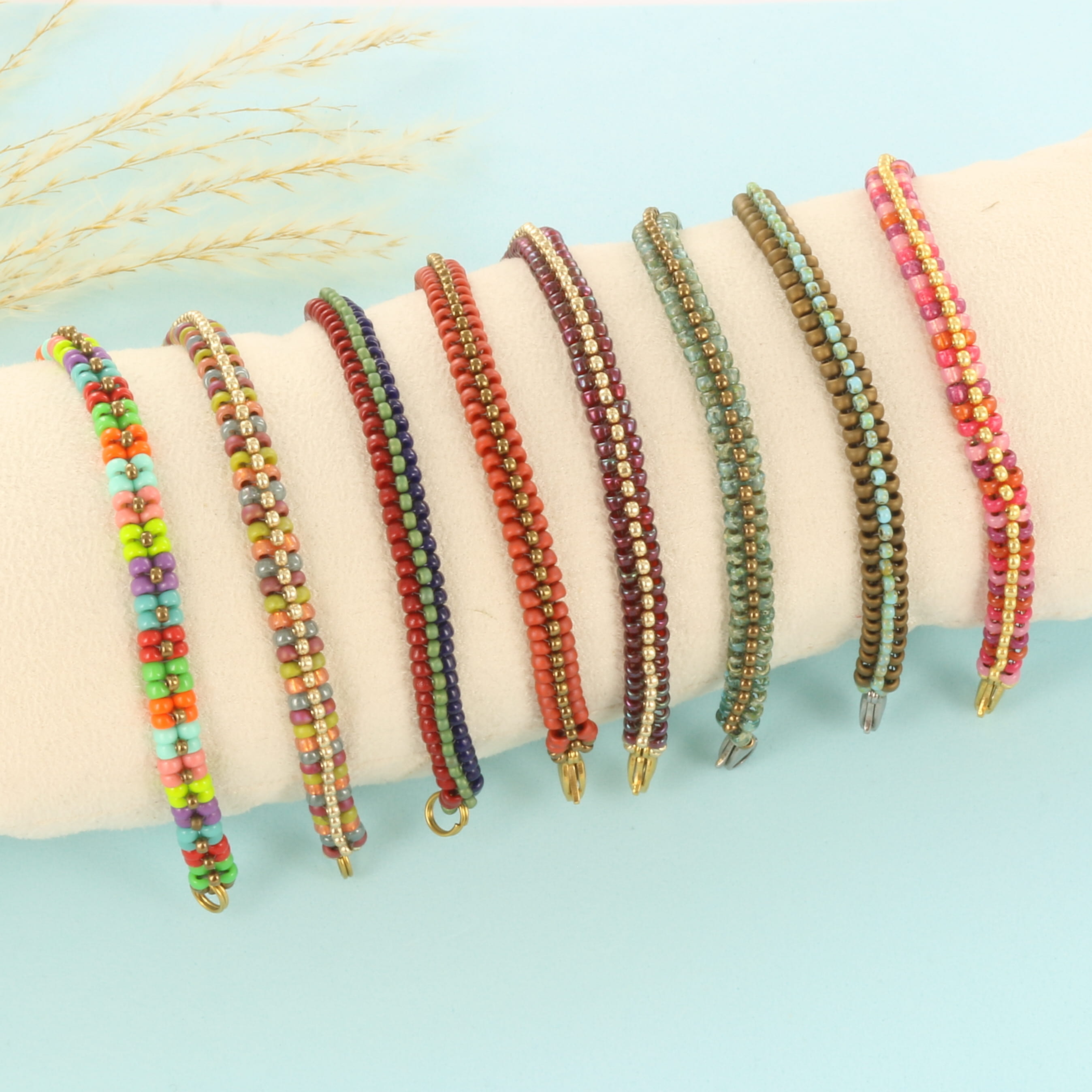 Extra foto's DIY herringbone armband 8/0 en 11/0 rocailles - warm heart