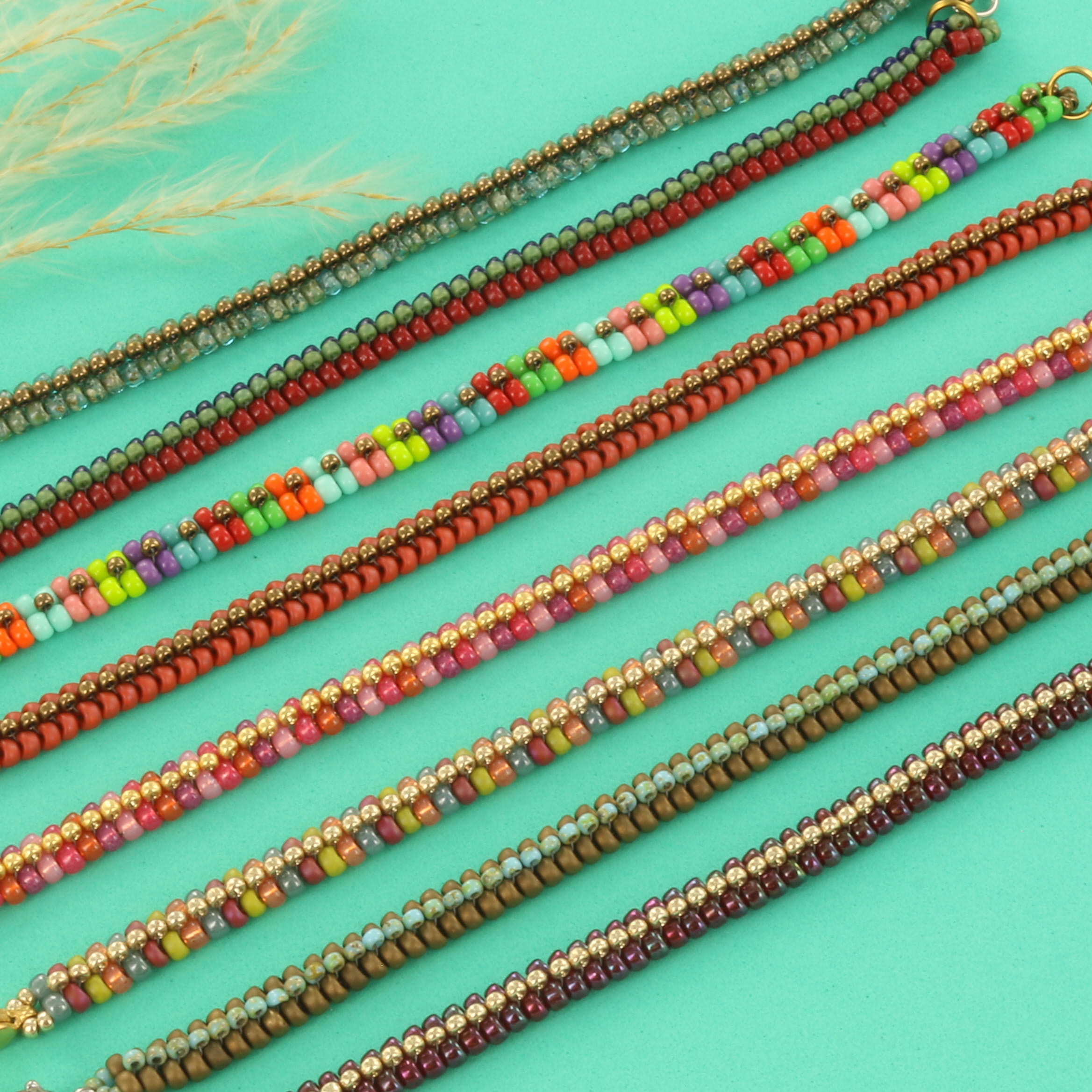 Extra foto's DIY herringbone armband 8/0 en 11/0 rocailles - warm heart