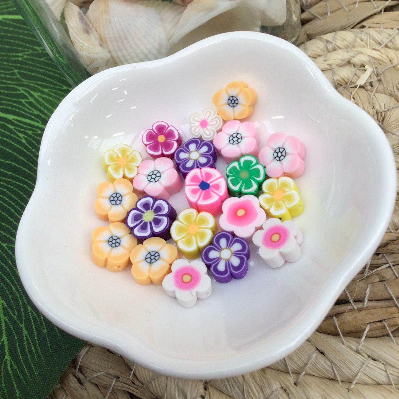 Extra pictures polymer flower - mix 9 mm