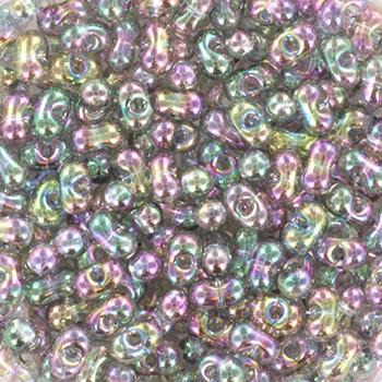 Extra foto's miyuki berry bead - transparant gray rainbow luster 