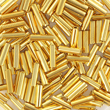 Extra foto's miyuki bugles 6 mm - 24kt gold plated