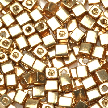 Extra foto's miyuki cubes 3 mm - galvanized gold