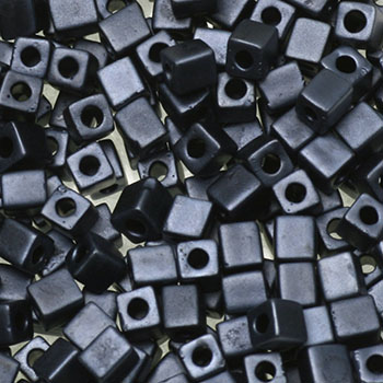 Extra foto's miyuki cubes 3 mm - opaque matte gun metal