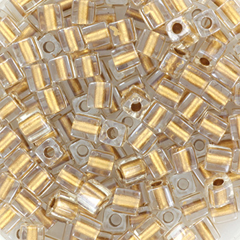 Extra foto's miyuki cubes 3 mm - sparkling metal gold lined crystal