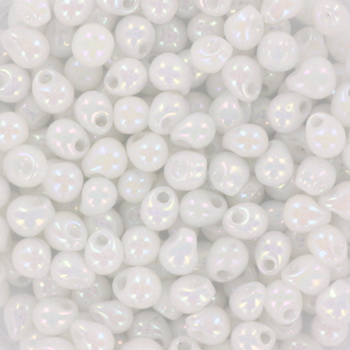 Extra foto's miyuki drop 3.4 mm - opaque white pearl ab