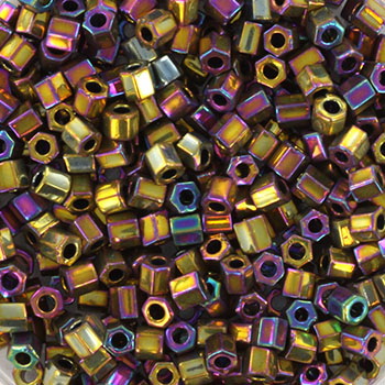 Extra pictures miyuki hex cut seed beads 8/0 - metallic iris purple gold 