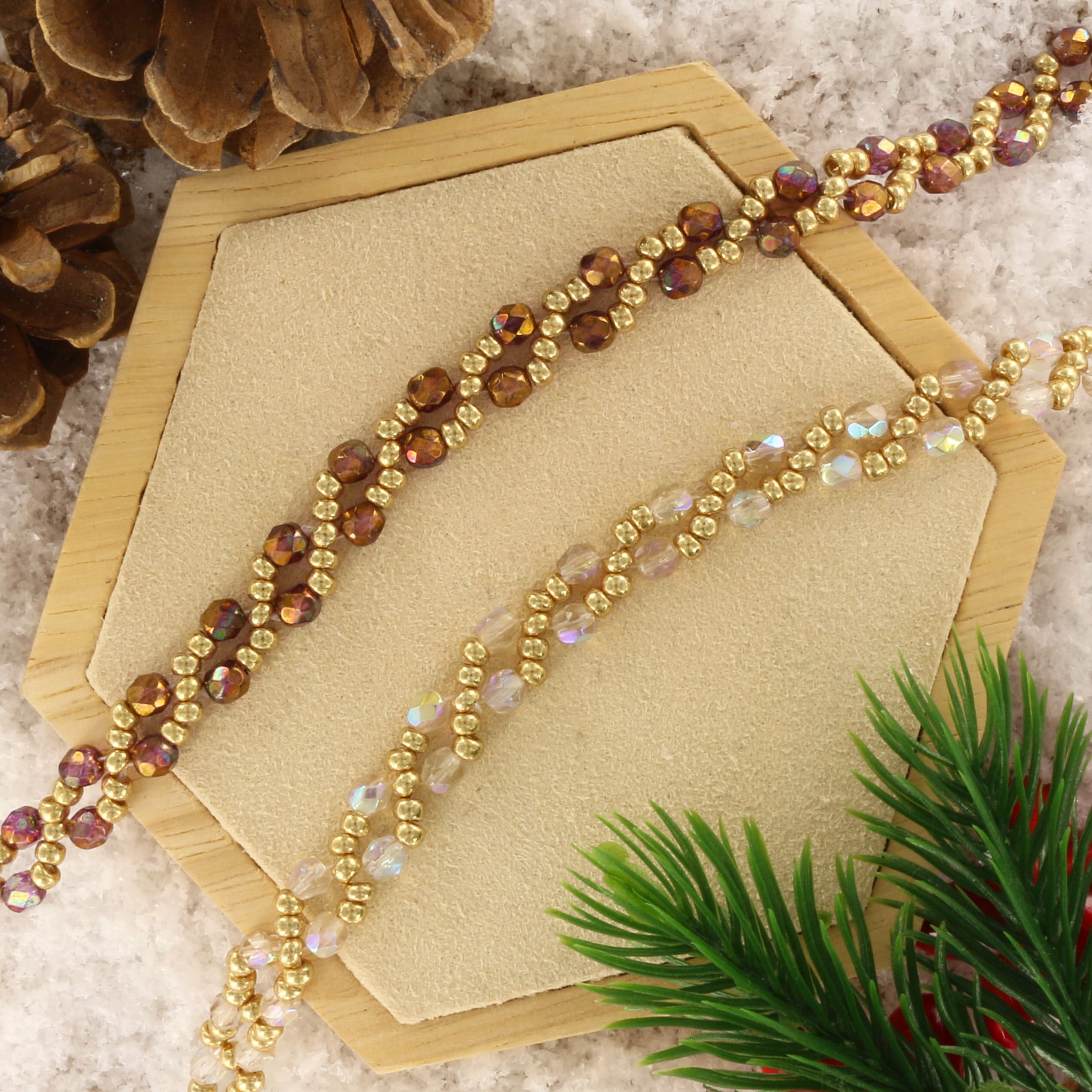 Extra foto's DIY pakket armband rijgen - facet en rocailles