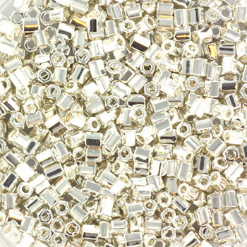 Extra pictures miyuki seed beads 11/0 2cut - bright sterling plated 