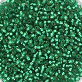Extra foto's miyuki rocailles 15/0 - silverlined matte emerald