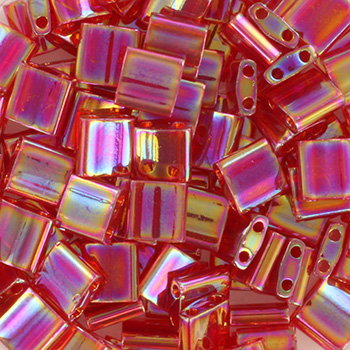 Extra foto's miyuki tila 5x5 mm - transparant ab red