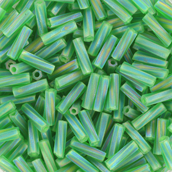 Extra foto's miyuki twisted bugles 2x6 mm - transparant matte ab green
