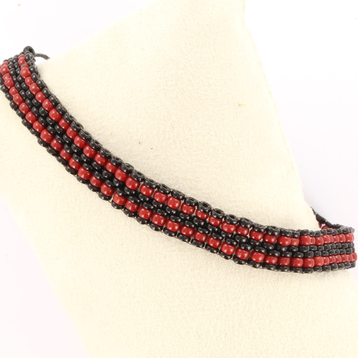 Extra foto's kralen pakket peyote armband - miyuki spacers en rocailles rood zwart