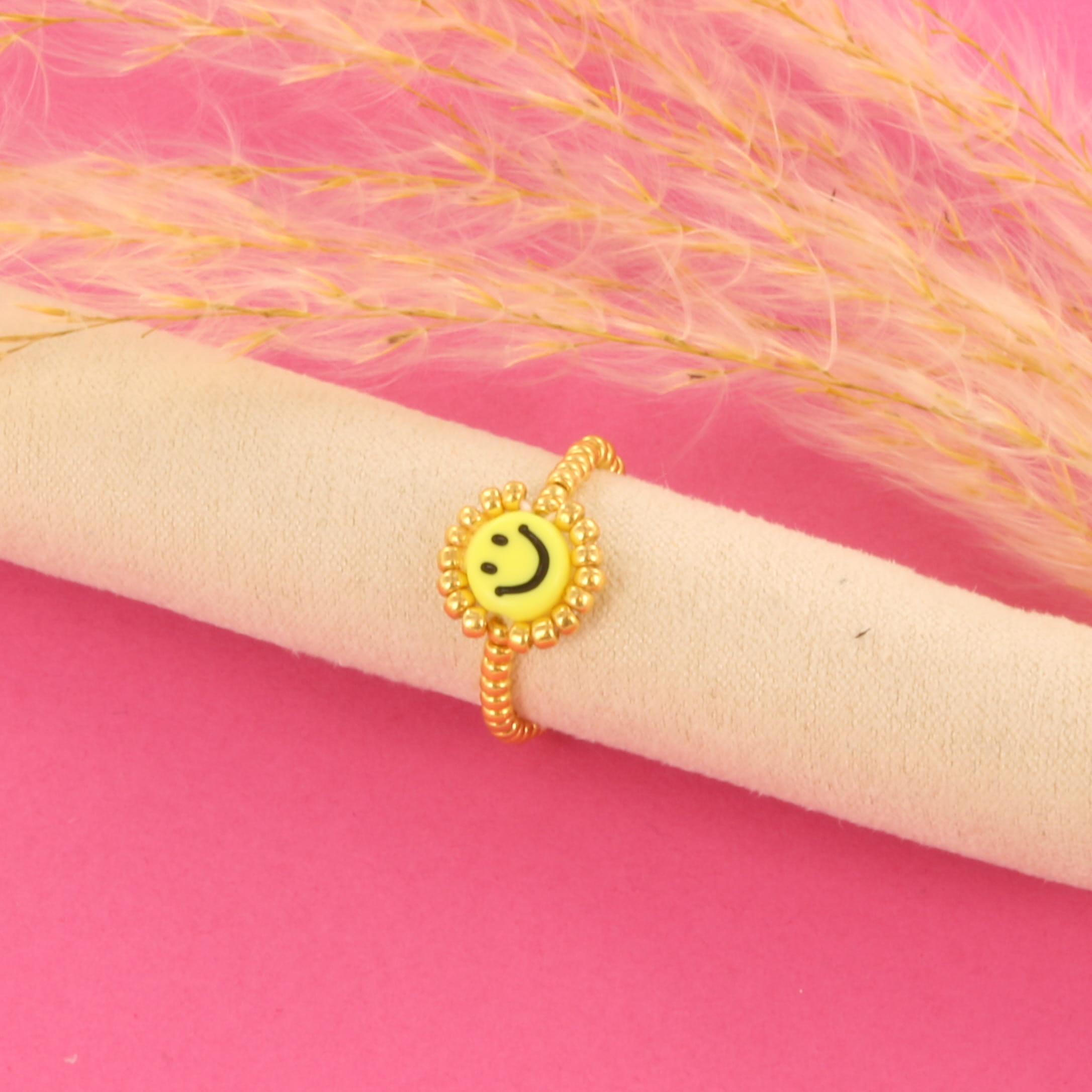 Extra pictures plastic beads flat round - colors with smiley 7 mm