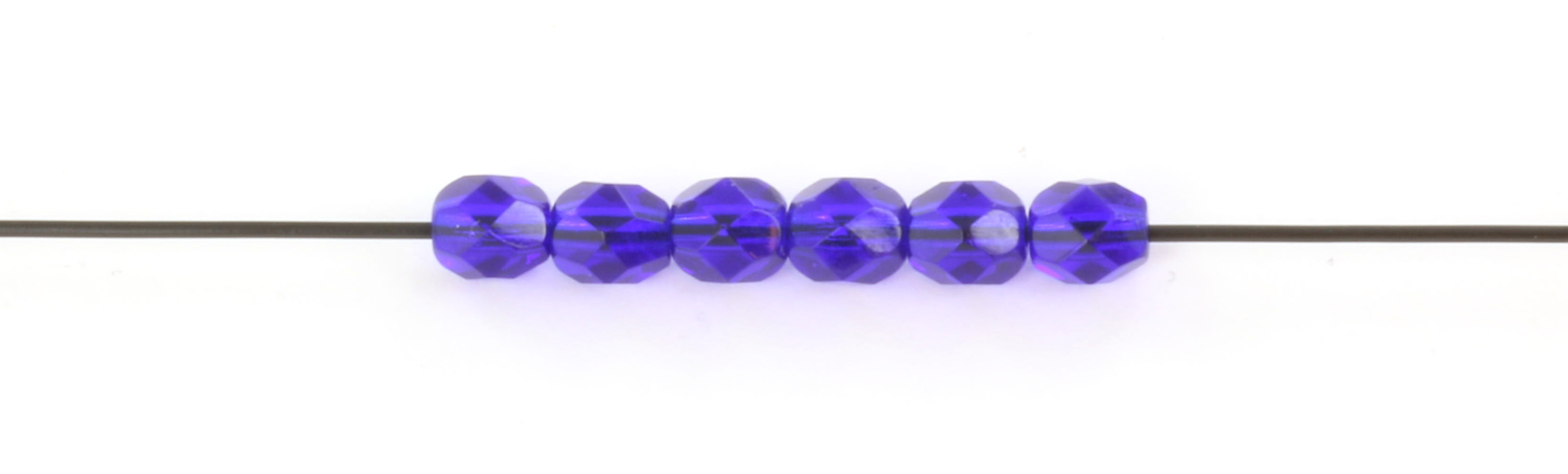 Extra pictures Czech faceted round 4 mm - cobalt blue