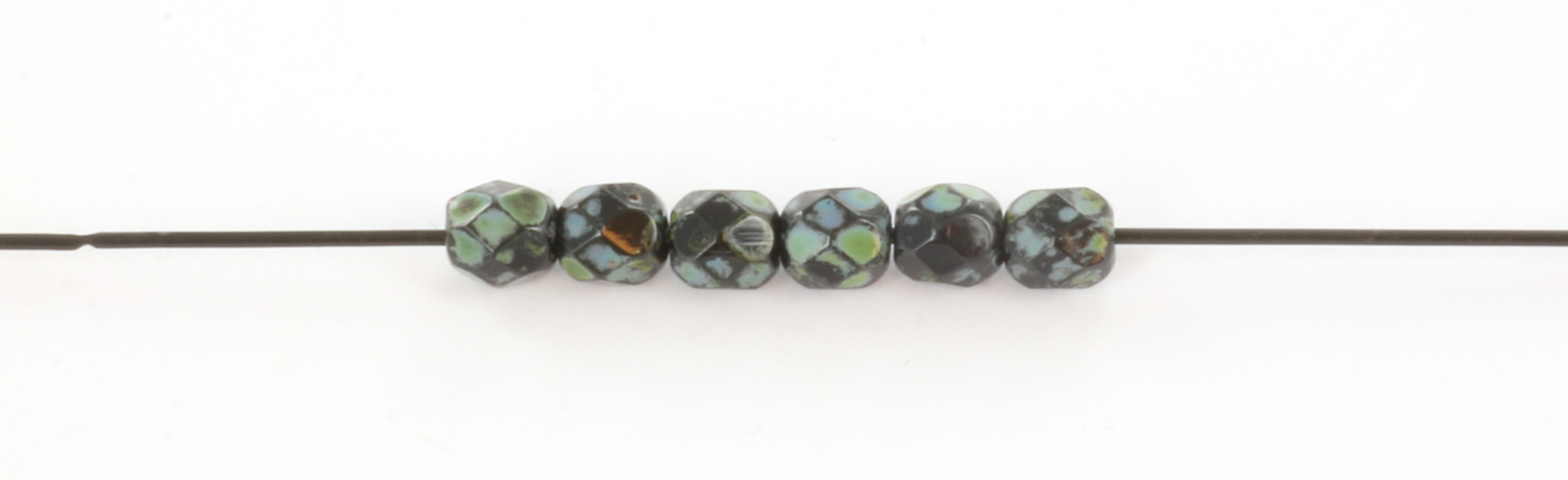 Extra pictures Czech faceted round 4 mm - jet picasso