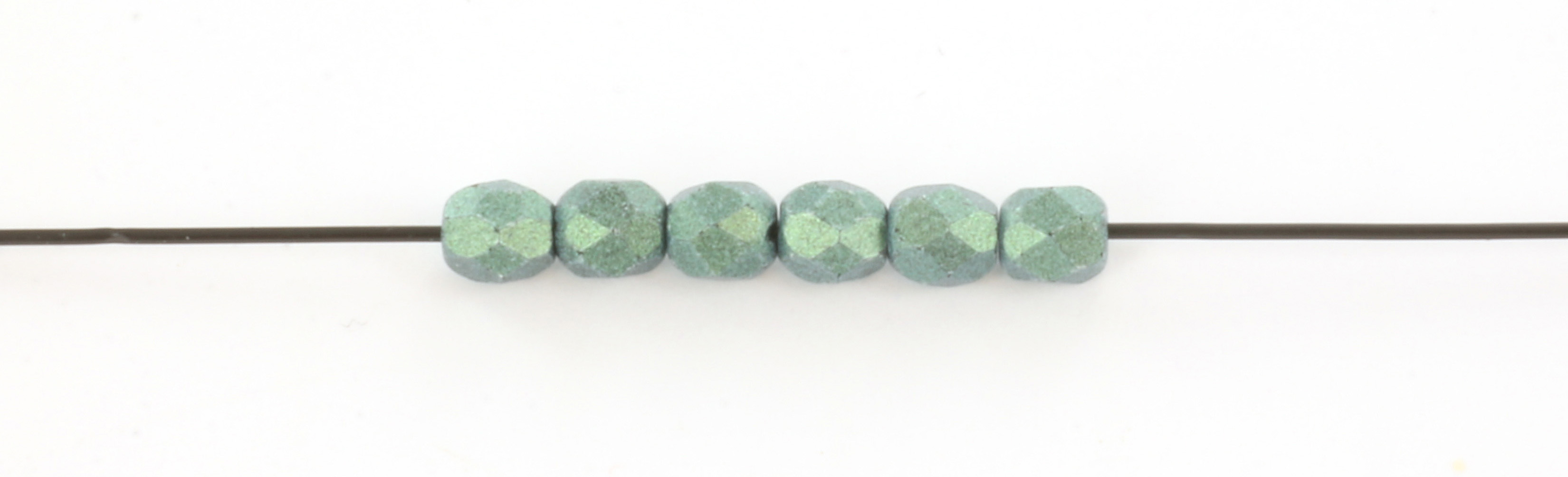 Extra pictures Czech faceted round 4 mm - metallic suede llight green
