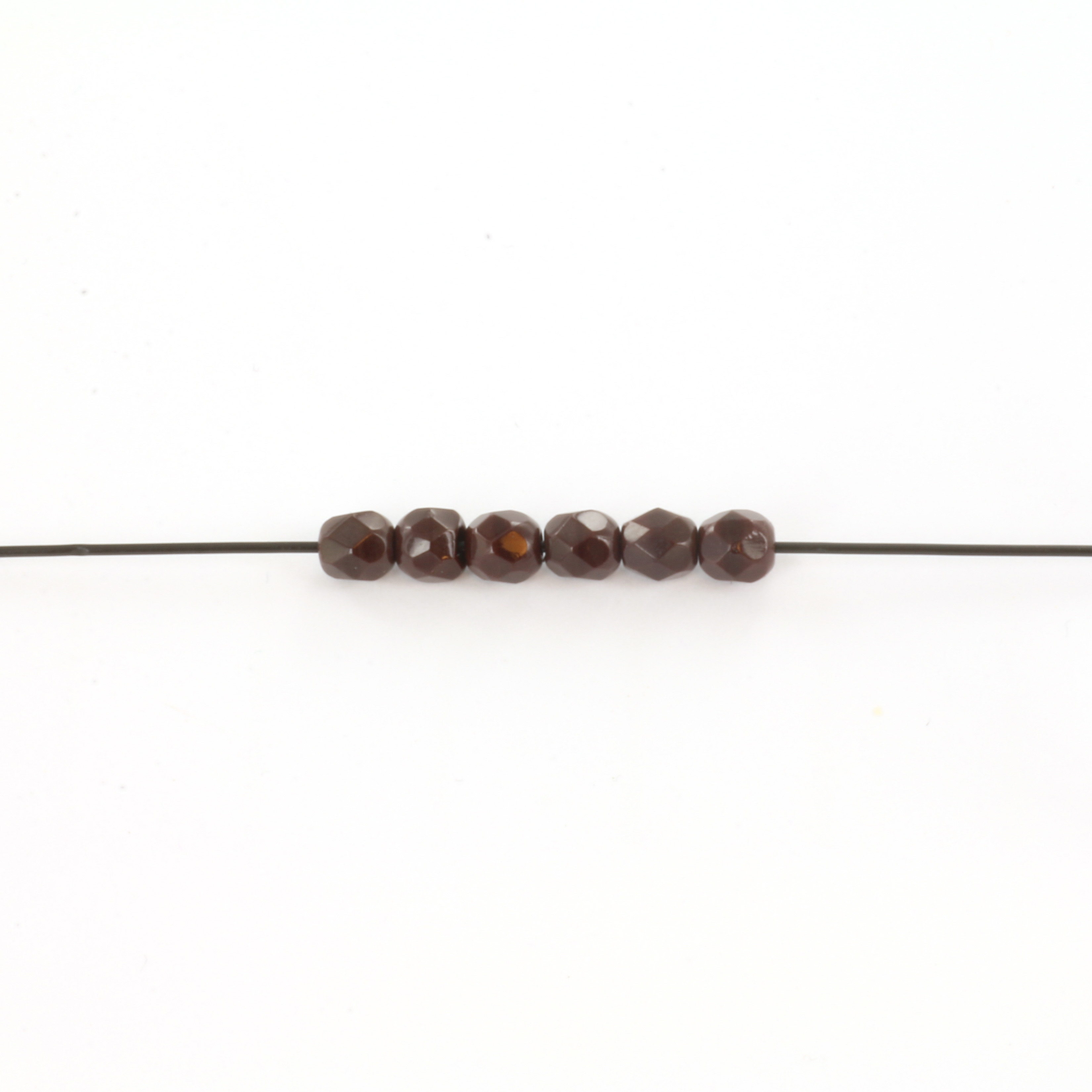 Extra pictures Czech faceted round 4 mm - opaque cocoa brown