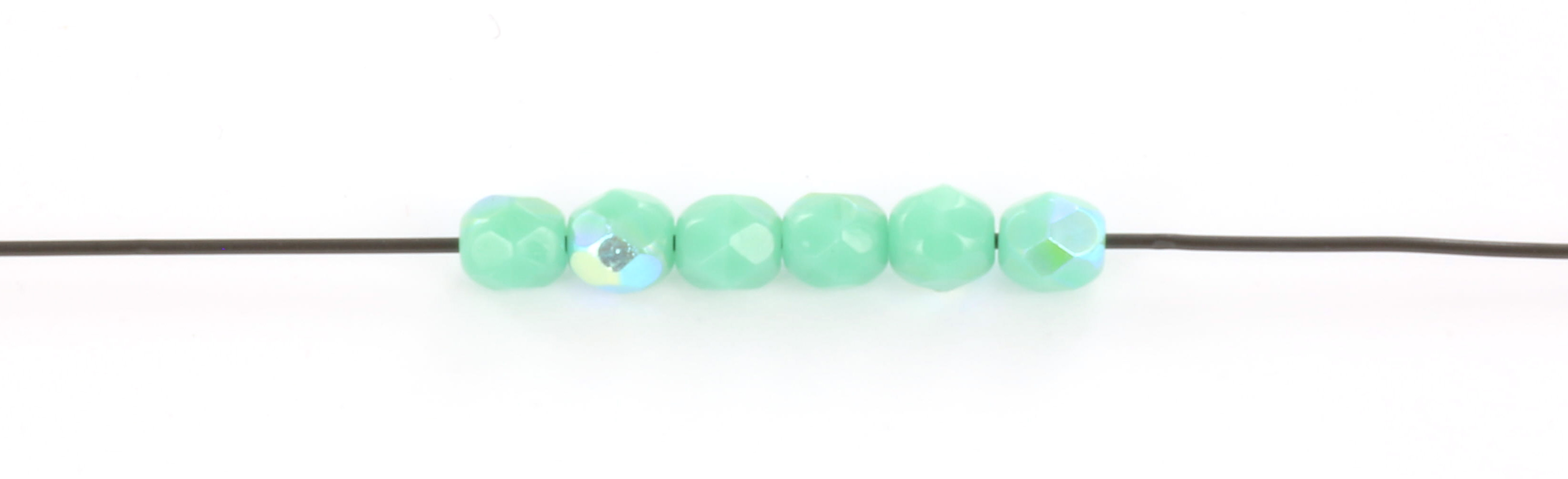 Extra foto's Tsjechisch facet rond 4 mm - opaque turquoise ab