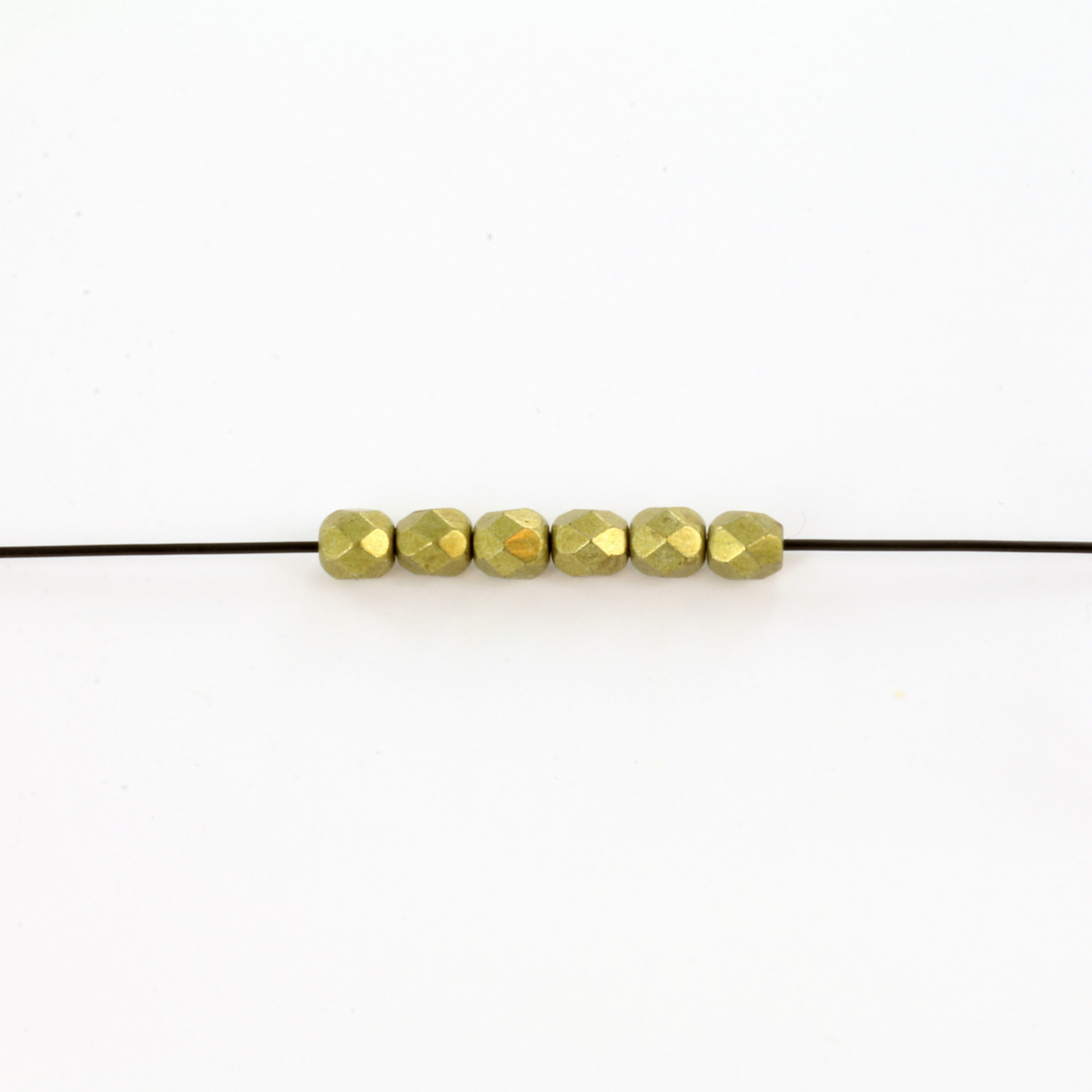 Extra pictures Czech faceted round 4 mm - saturated metallic golden lime