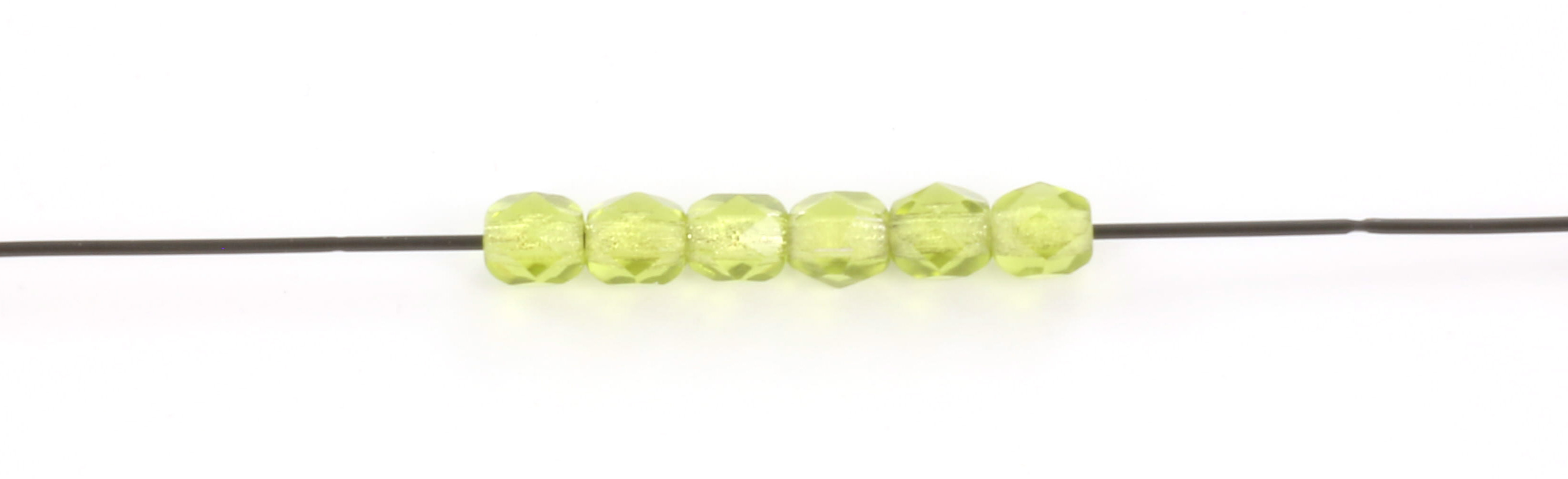 Extra foto's Tsjechisch facet rond 4 mm - silverlined olivine