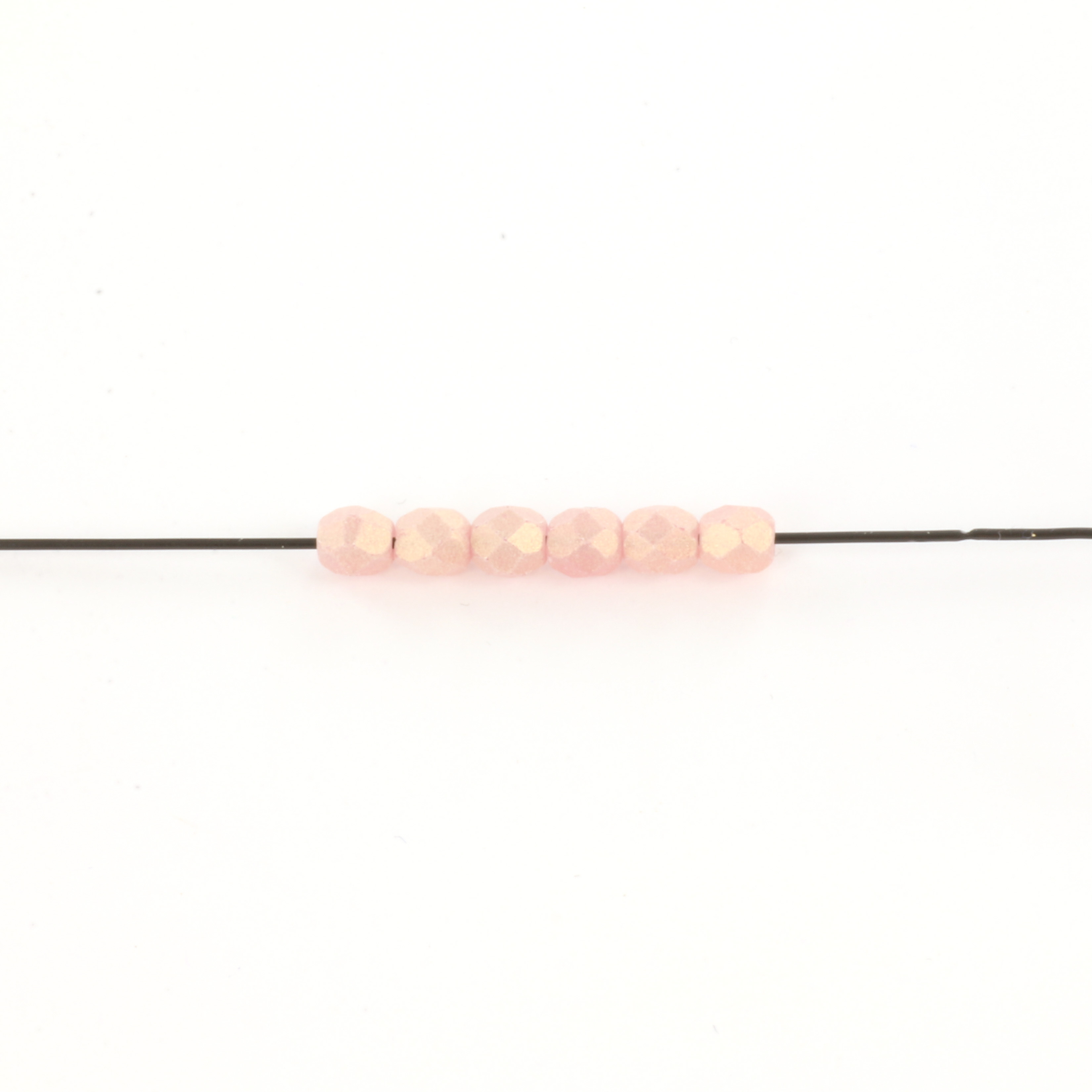 Extra pictures Czech faceted round 4 mm - sueded gold milky pink