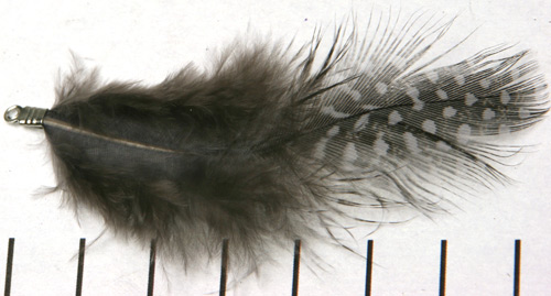 Extra foto's donzig veertje 8 cm - grijs zwart