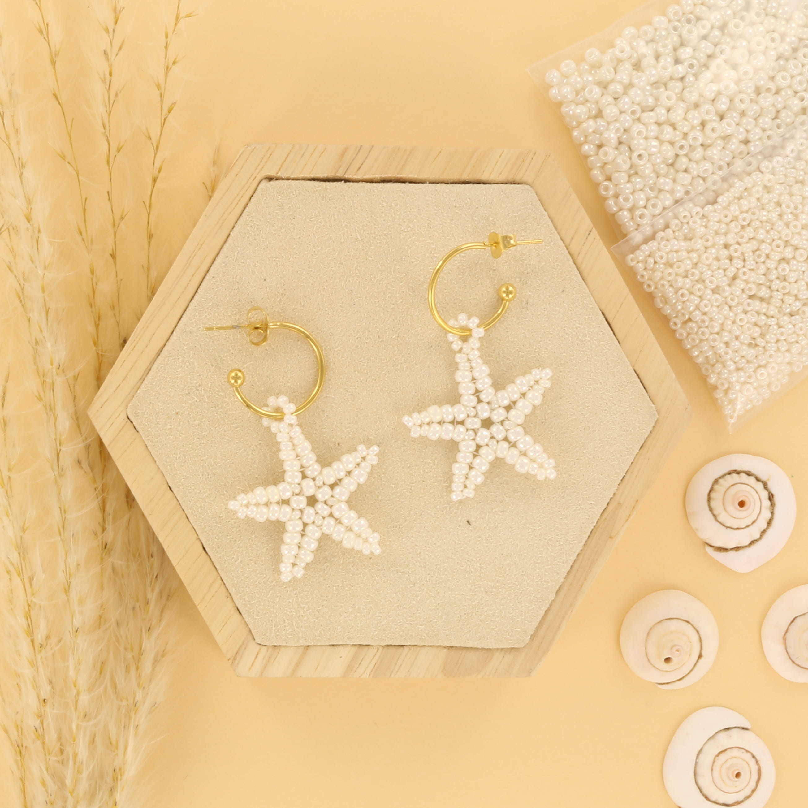 Extra foto's DIY zeester oorbellen - ivory pearl